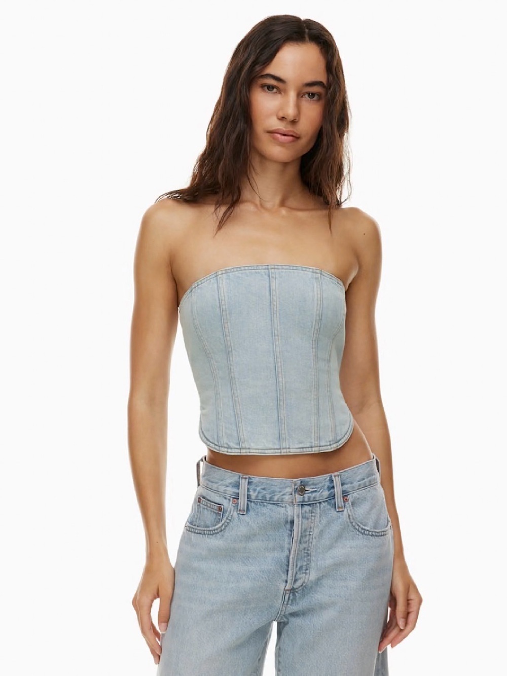Aritzia Denim Forum The ‘90s Debbie Denim Bustier Corset Top Medium NWT XL